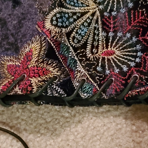 Embroidered Velvet  Thigh High Black Boots 10 - Picture 4 of 4